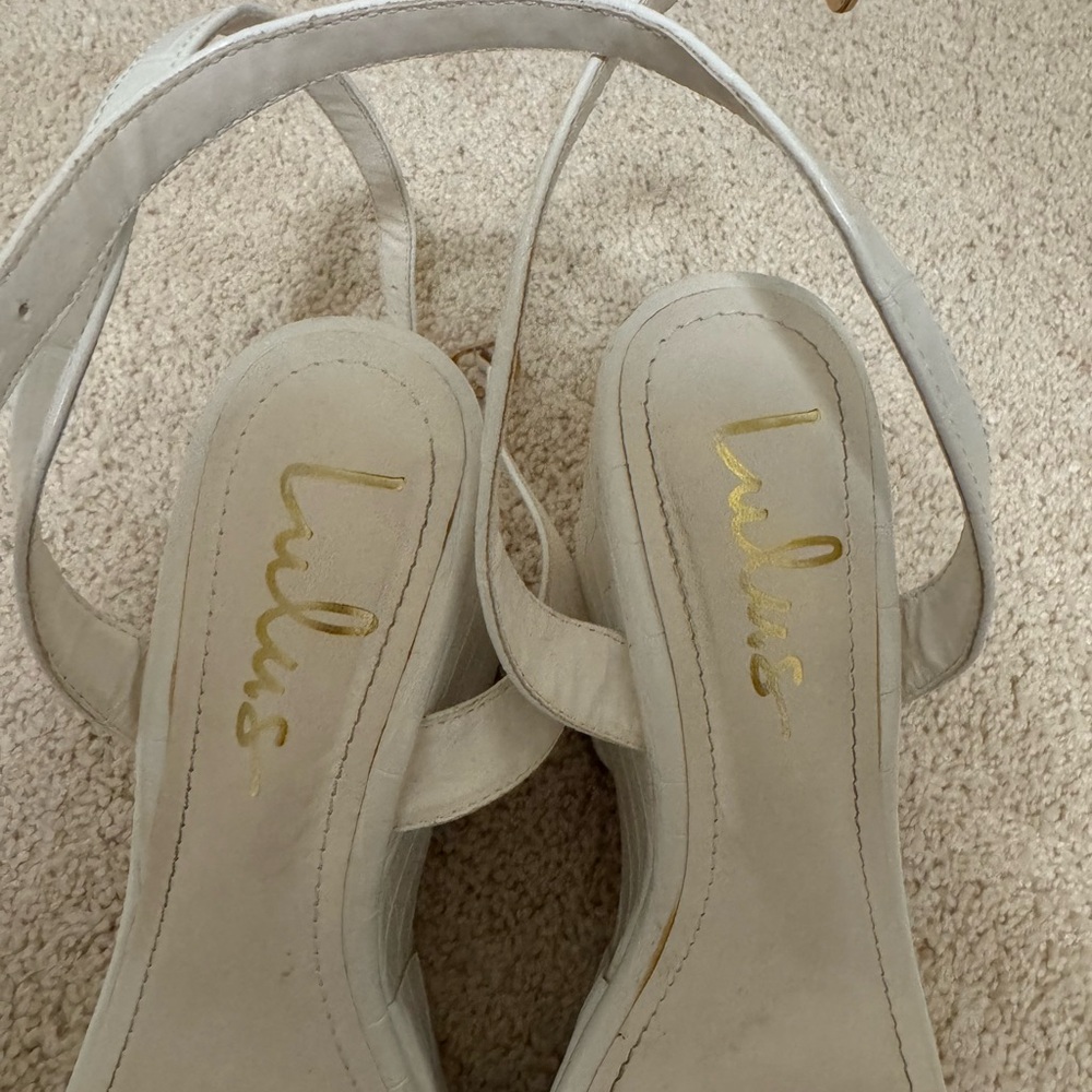 Lulu's Croc-Embossed White Platform Sandals - Picture 3 of 3